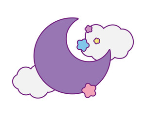 Isolated moon and clouds vector design