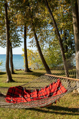 A blanket on a hammock