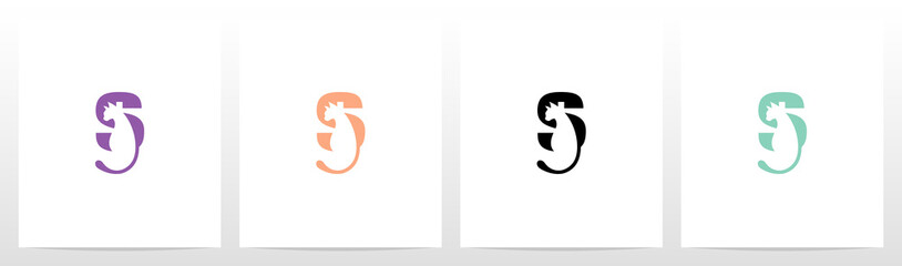  Cat With Tail On Letter Logo Design S