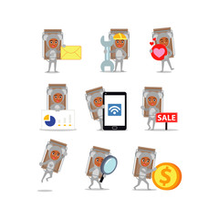 Set character of man buy mouse trap to catch a mouse.