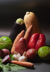 Vegetables on black background
