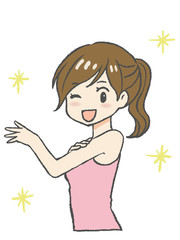 ウィンクする美肌の若い女性