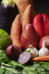 Vegetables on black background