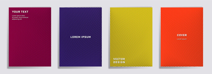 Semicircle lines halftone grid covers vector set.