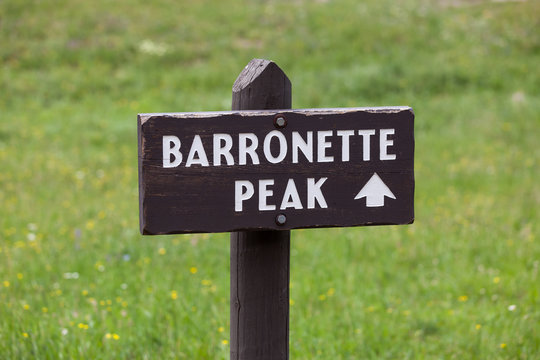 Wooden Sign for Barronette Peak