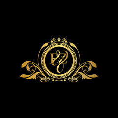 F & Z / FZ logo initial vector mark. Initial letter F and Z FZ logo luxury vector mark, gold color elegant classical symmetric curves decor.