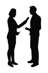 News reporter broadcast people silhouette vector