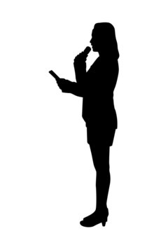 Female News Reporter Silhouette Vector