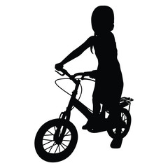 Plakat Girl on bike silhouette vector