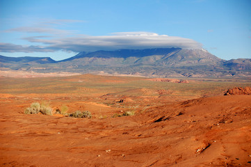 Sky and clouds over the Henry Mountains in the desert of Southern Utah.
