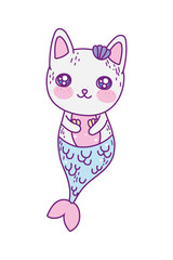 Kawaii cat siren cartoon vector design