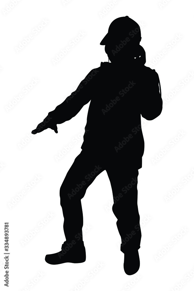 Wall mural disc jockey boy silhouette vector