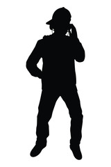 Disc jockey boy silhouette vector