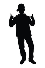 Disc jockey boy silhouette vector