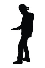 Disc jockey boy silhouette vector