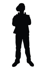 Disc jockey boy silhouette vector