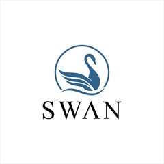 Swan Logo Design. Elegant Luxury Swan Vector Icon. Beautiful Minimalist Symbol of Grace and Beauty. Isolated Black and White Swan Silhouette for Business, Brand, and Corporate Identity.