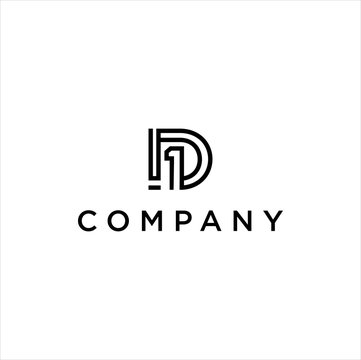 simple D1 logo design vector with abstract line concept