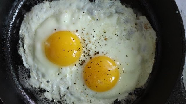 Fried Eggs in a Cast Iron Skillet