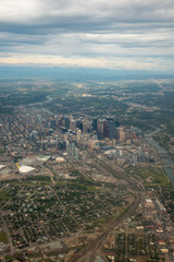 Fototapeta na wymiar aerial view of the Canadian city during cloudy weather 