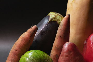Vegetables on black background