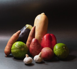 Vegetables on black background