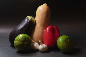 Vegetables on black background