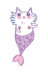 Kawaii cat siren cartoon vector design