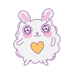 Kawaii rabbit cartoon with heart vector design