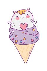Kawaii cartoon over ice cream vector design
