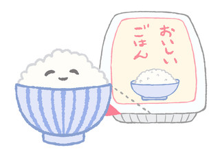 パックに入ったレトルトご飯とお茶碗