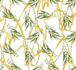 a tropical pattern that blends chains and palm trees.