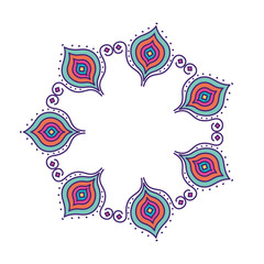 colored mandala leaves drops feathers circle vector design