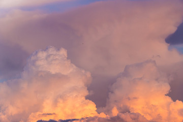Cumulus fluffy puffy cloudscape in heaven atmosphere