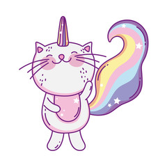 Kawaii caticorn cartoon vector design
