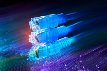 Ethernet cable lan internet wire data connection. Networking and communication