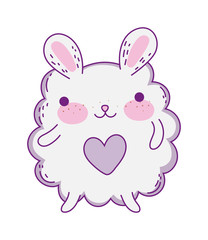 Kawaii rabbit cartoon with heart vector design