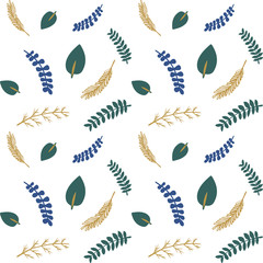 Fototapeta premium Hand drawn decorative seamless pattern with gentle flowers. Floral bouquet vector pattern with small flowers and leaves. Plants ornament for textile, fabric, print, wallpaper, wrap paper
