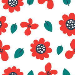 Hand drawn decorative seamless pattern with gentle flowers. Floral bouquet vector pattern with small flowers and leaves. Plants ornament for textile, fabric, print, wallpaper, wrap paper