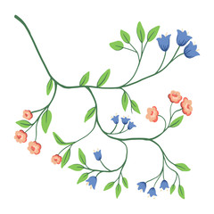 Hand drawn flat decorative flowers. Vector plants elements for design, web design, textile, ceramics, wrapping, wallpaper, cover