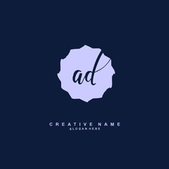 Fototapeta na wymiar A D AD Initial logo template vector. Letter logo concept