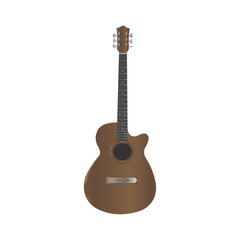 Naklejka premium Vector realistic acoustic guitar with excellent detail and texture to the more classical style. Isolated object can be applied to any image, and change the configuration for your needs