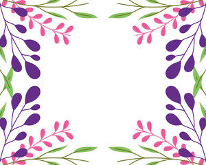 Isolated natural leaves frame vector design