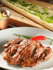 Lamb palette with roasted pupunha palm heart