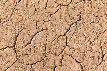 Detail of a cracked clay wall