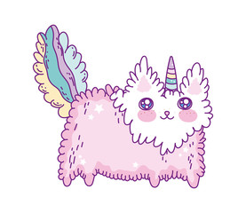 Kawaii caticorn cartoon vector design
