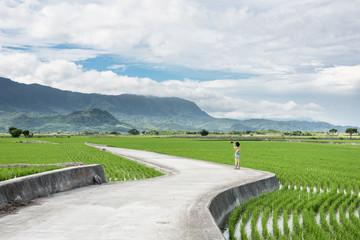 Asian woman traveling