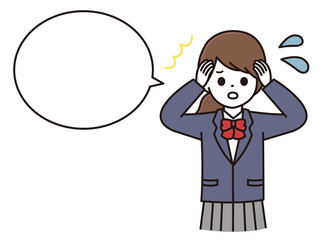 学生 女の子 困惑 吹き出し イラスト