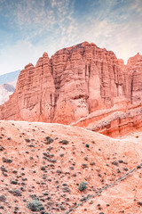 Fototapeta premium Landscape view of the Danxia red sandstone in the national geopark of ningde, Qinghai, China