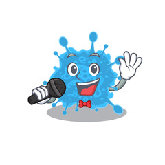 Talented singer of andecovirus cartoon character holding a microphone